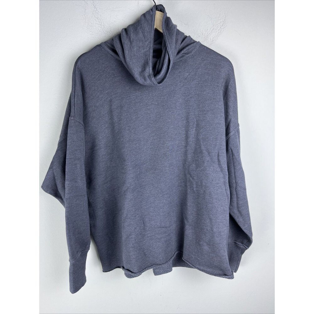 Aerie Womens Charcoal Gray Cowl Neck Fleece Sweatshirt Raw Hem Size Medium